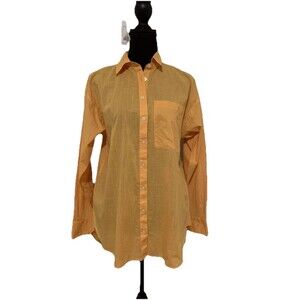 Ann Taylor Loft Light Orange Top Size XS Semi Sheer Long Sleeve Button NWT